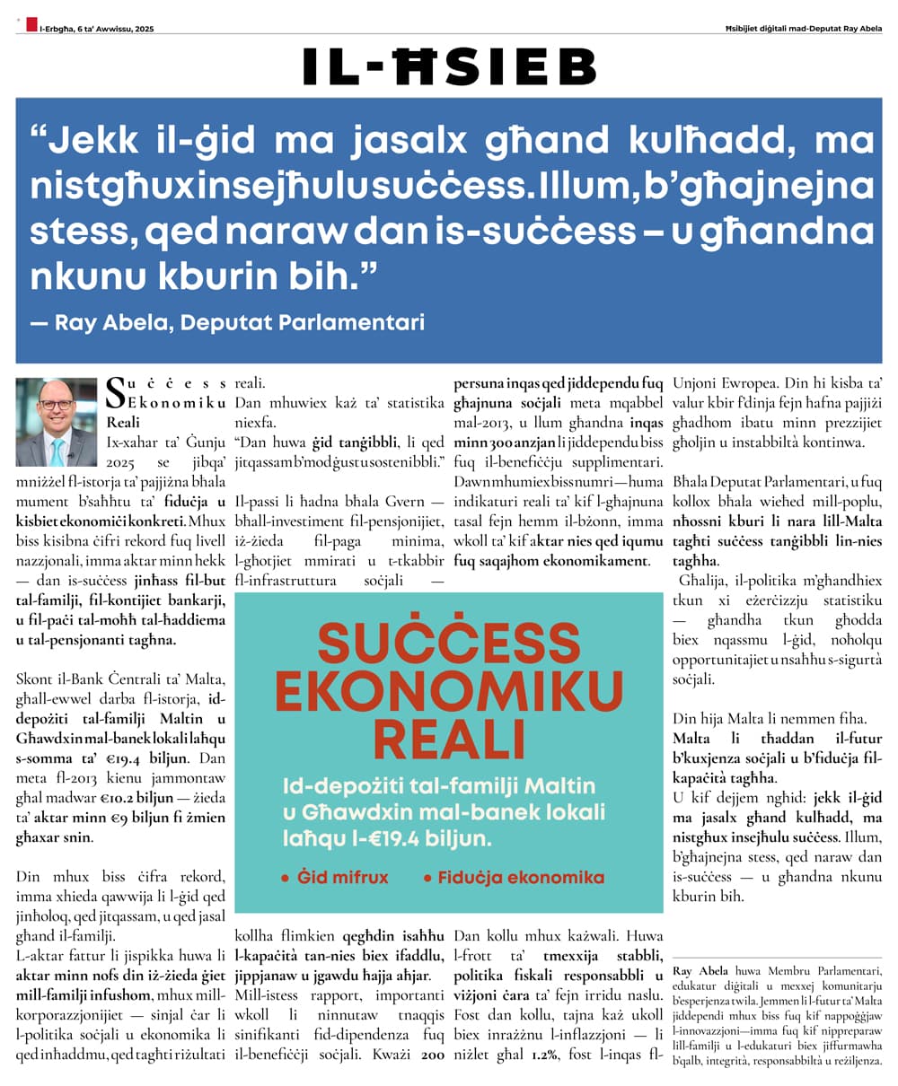 Ray Abela — article excerpt, il-Ħsieb, August 6, 2025
